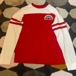 Red white be kind long sleeve shirt